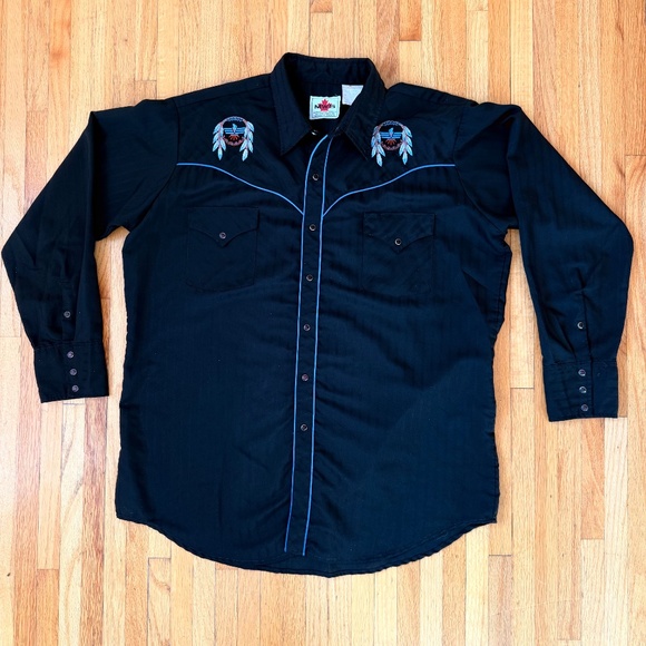 Vintage 90s Black Western Embroidered Shirt - Picture 2 of 8